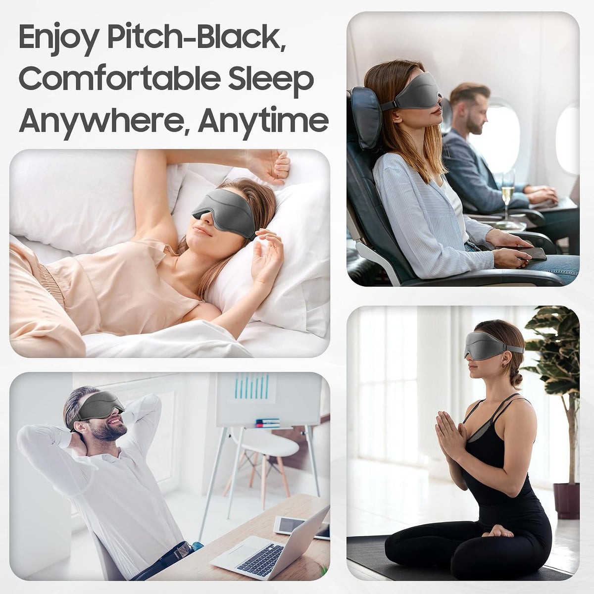 Sleep Mask - Total Blackout 3D Sleeping Mask, Super Lightweight & Silky Soft Eye Mask for Sleeping, Fully Adjustable Fit for Home, Office, Traveling, Meditation, Yoga, Pink
