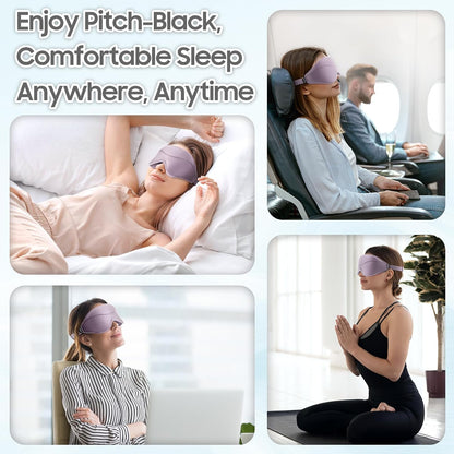 Sleep Mask - Total Blackout 3D Sleeping Mask, Super Lightweight & Silky Soft Eye Mask for Sleeping, Fully Adjustable Fit for Home, Office, Traveling, Meditation, Yoga, Pink