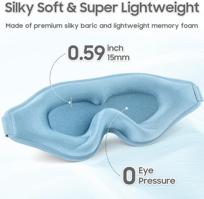 Sleep Mask - Total Blackout 3D Sleeping Mask, Super Lightweight & Silky Soft Eye Mask for Sleeping, Fully Adjustable Fit for Home, Office, Traveling, Meditation, Yoga, Pink