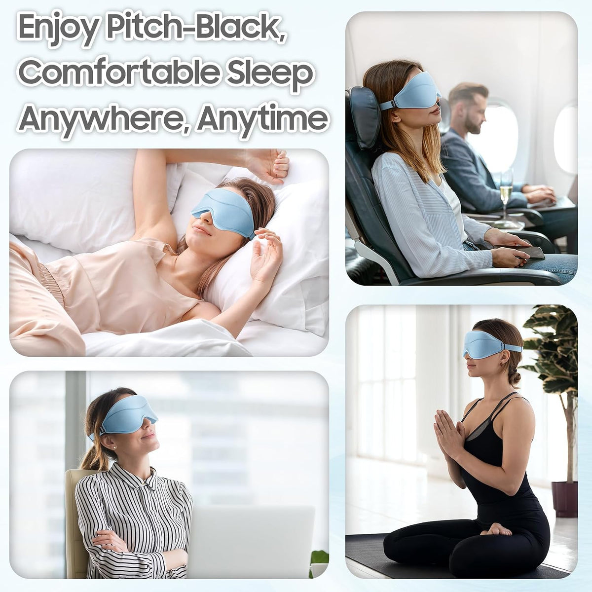 Sleep Mask - Total Blackout 3D Sleeping Mask, Super Lightweight & Silky Soft Eye Mask for Sleeping, Fully Adjustable Fit for Home, Office, Traveling, Meditation, Yoga, Pink