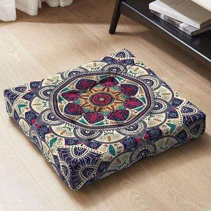 Mandala Meditation Cushion, Boho Meditation Mat, Meditation Pillows for Sitting on Floor, Cushions for Sitting in Home and Outdoor, Round Floor Pillows Cushion Seating for Yoga Accessories 22'' X 22''