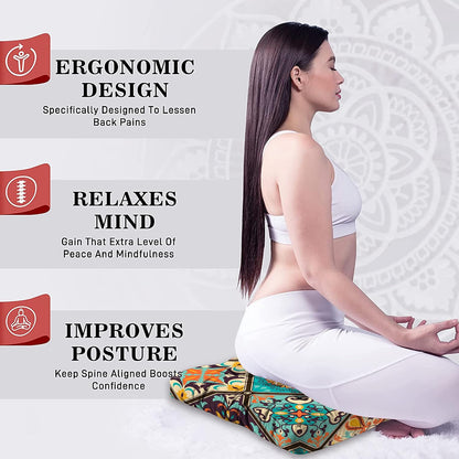 Mandala Meditation Cushion, Boho Meditation Mat, Meditation Pillows for Sitting on Floor, Cushions for Sitting in Home and Outdoor, Round Floor Pillows Cushion Seating for Yoga Accessories 22'' X 22''