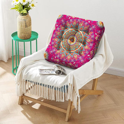 Mandala Meditation Cushion, Boho Meditation Mat, Meditation Pillows for Sitting on Floor, Cushions for Sitting in Home and Outdoor, Round Floor Pillows Cushion Seating for Yoga Accessories 22'' X 22''