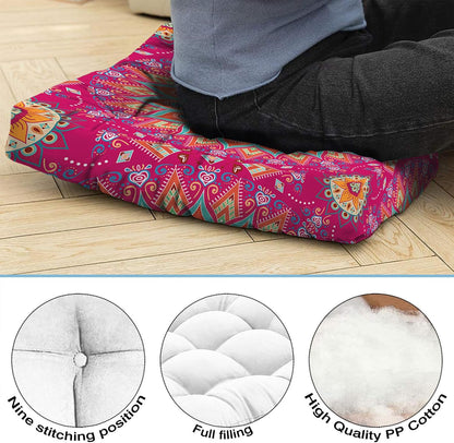 Mandala Meditation Cushion, Boho Meditation Mat, Meditation Pillows for Sitting on Floor, Cushions for Sitting in Home and Outdoor, Round Floor Pillows Cushion Seating for Yoga Accessories 22'' X 22''