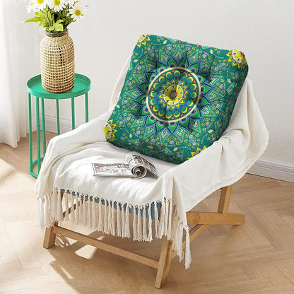 Mandala Meditation Cushion, Boho Meditation Mat, Meditation Pillows for Sitting on Floor, Cushions for Sitting in Home and Outdoor, Round Floor Pillows Cushion Seating for Yoga Accessories 22'' X 22''