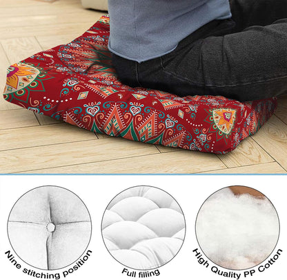 Mandala Meditation Cushion, Boho Meditation Mat, Meditation Pillows for Sitting on Floor, Cushions for Sitting in Home and Outdoor, Round Floor Pillows Cushion Seating for Yoga Accessories 22'' X 22''