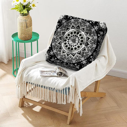 Mandala Meditation Cushion, Boho Meditation Mat, Meditation Pillows for Sitting on Floor, Cushions for Sitting in Home and Outdoor, Round Floor Pillows Cushion Seating for Yoga Accessories 22'' X 22''