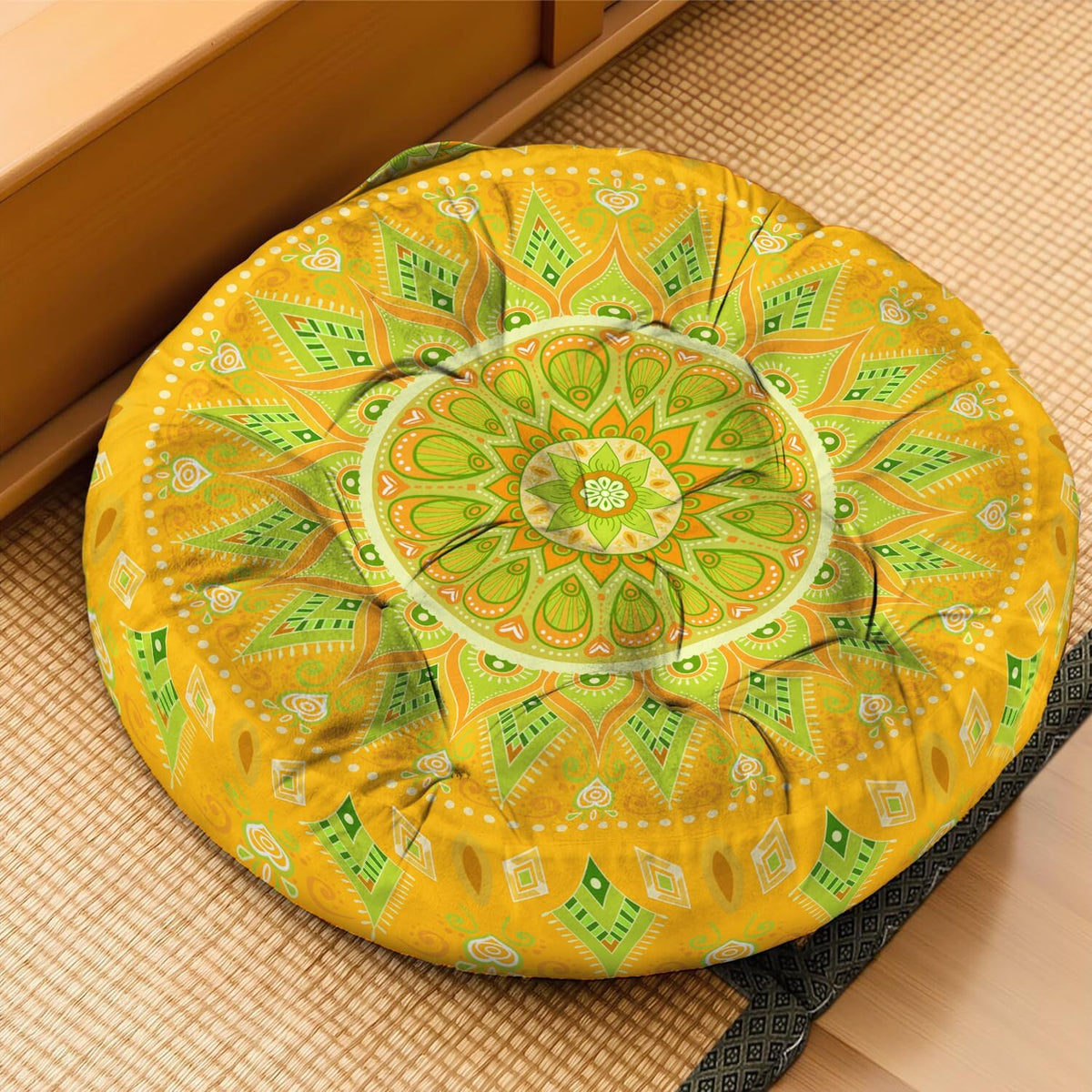 Mandala Meditation Cushion, Boho Meditation Mat, Meditation Pillows for Sitting on Floor, Cushions for Sitting in Home and Outdoor, Round Floor Pillows Cushion Seating for Yoga Accessories 22'' X 22''