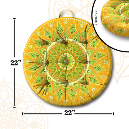Mandala Meditation Cushion, Boho Meditation Mat, Meditation Pillows for Sitting on Floor, Cushions for Sitting in Home and Outdoor, Round Floor Pillows Cushion Seating for Yoga Accessories 22'' X 22''