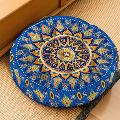 Mandala Meditation Cushion, Boho Meditation Mat, Meditation Pillows for Sitting on Floor, Cushions for Sitting in Home and Outdoor, Round Floor Pillows Cushion Seating for Yoga Accessories 22'' X 22''