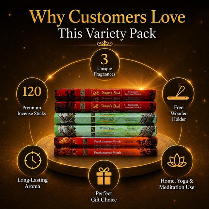 White Sage & Palo Santo Incense Sticks, 6-Pack with Wooden Holder