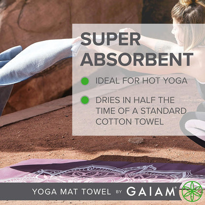 Yoga Mat Towel, Non-Slip Microfiber, Hot Yoga (Heron Lilac)