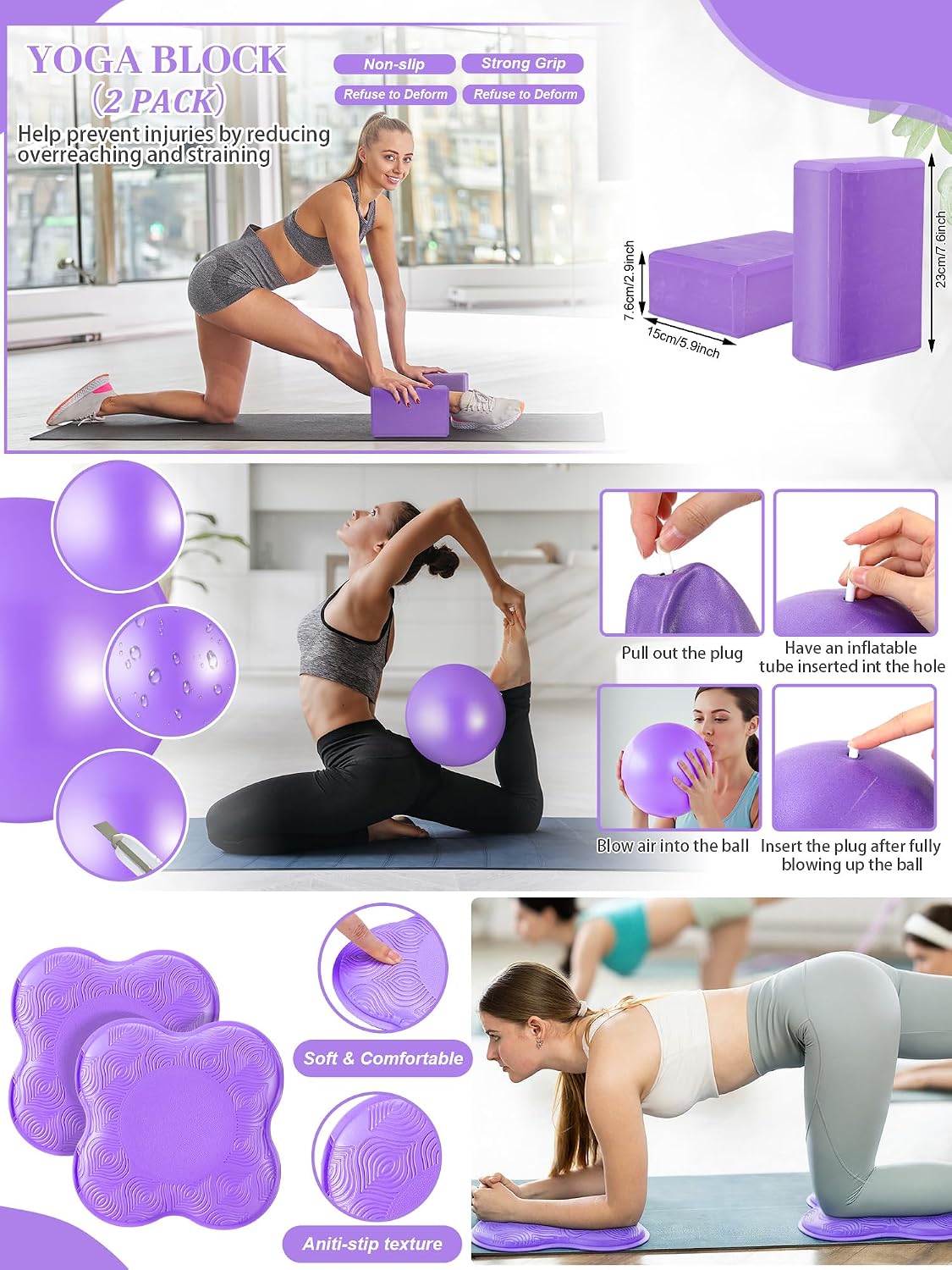 17 Pcs Yoga Starter Kit for Women, Pilates Equipment Set