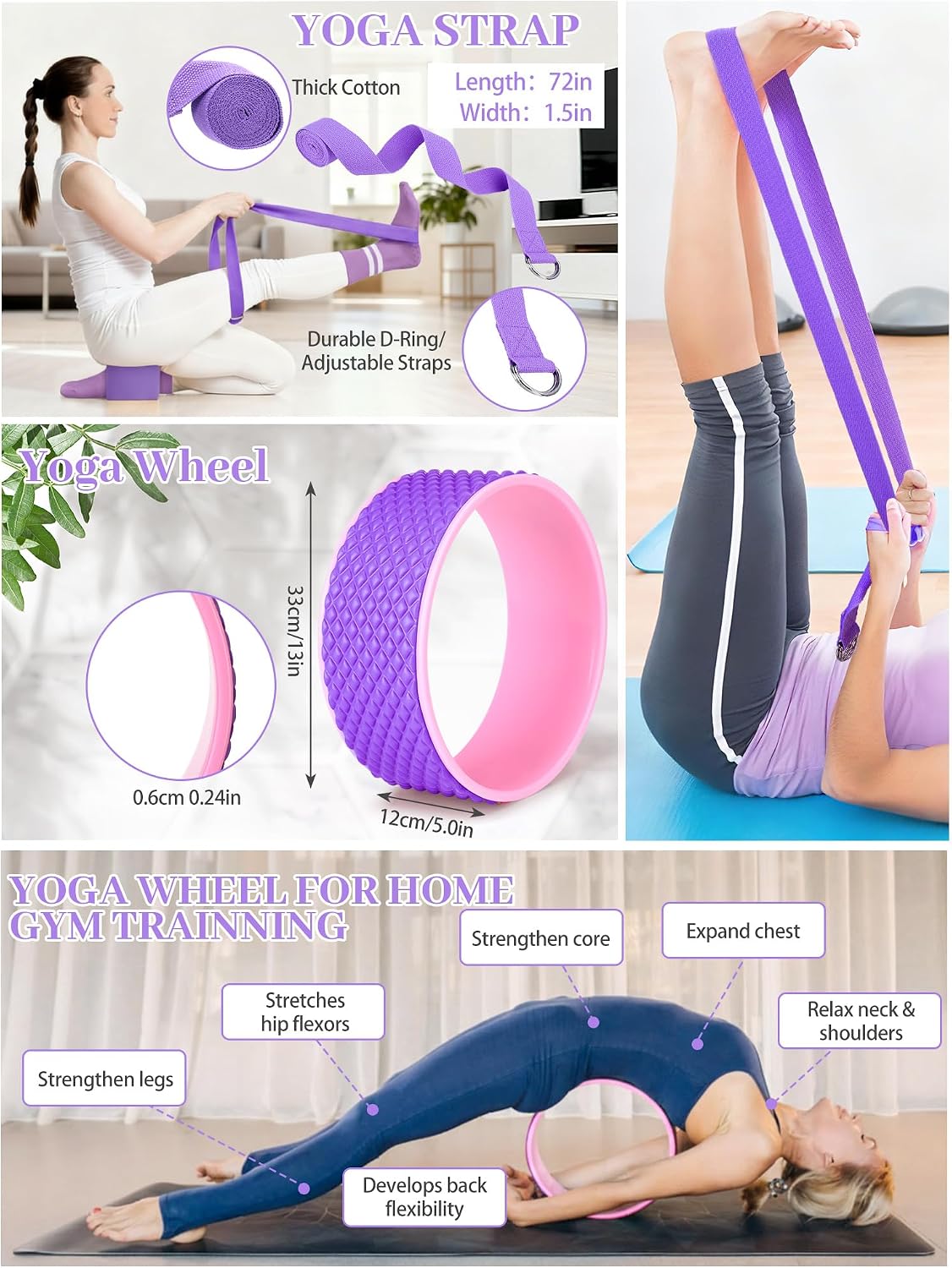 17 Pcs Yoga Starter Kit for Women, Pilates Equipment Set