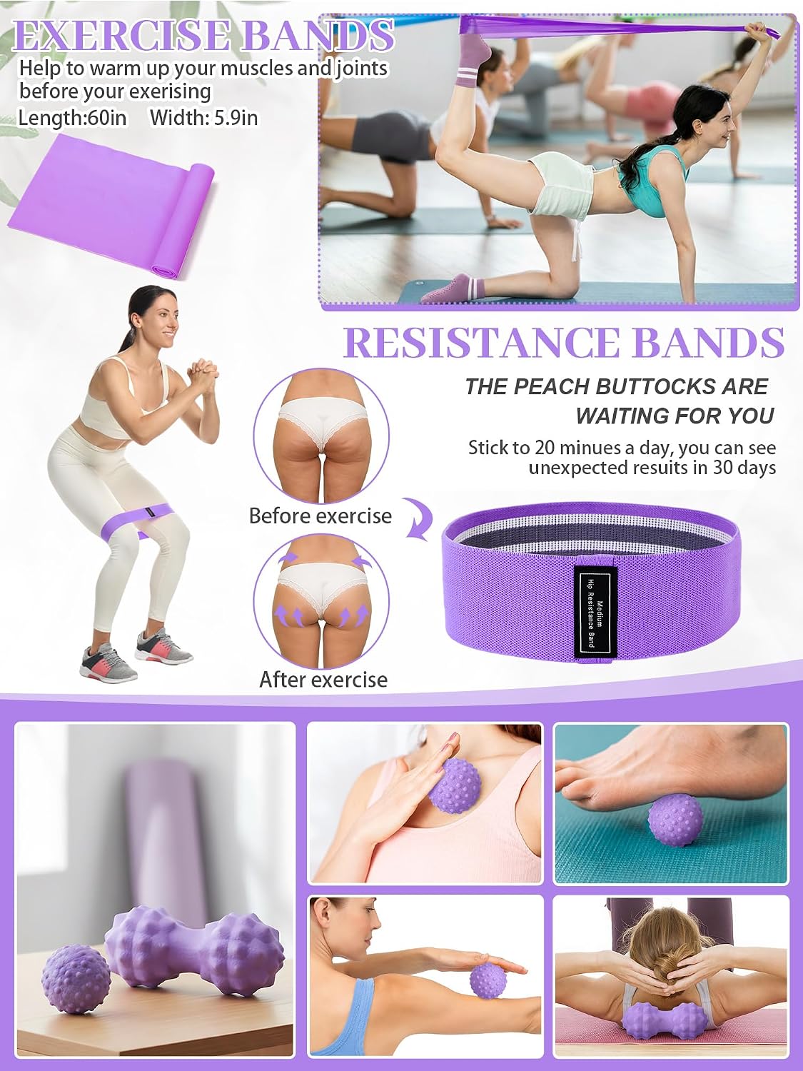17 Pcs Yoga Starter Kit for Women, Pilates Equipment Set