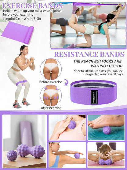 17 Pcs Yoga Starter Kit for Women, Pilates Equipment Set