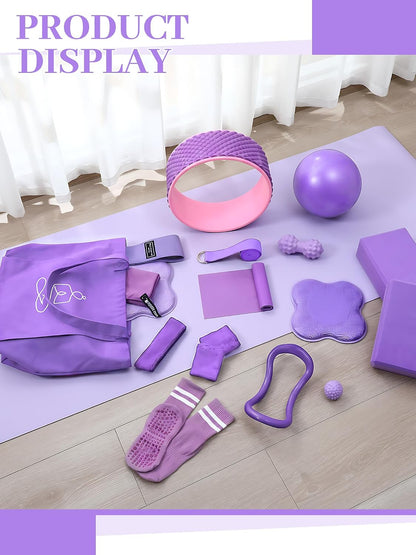17 Pcs Yoga Starter Kit for Women, Pilates Equipment Set