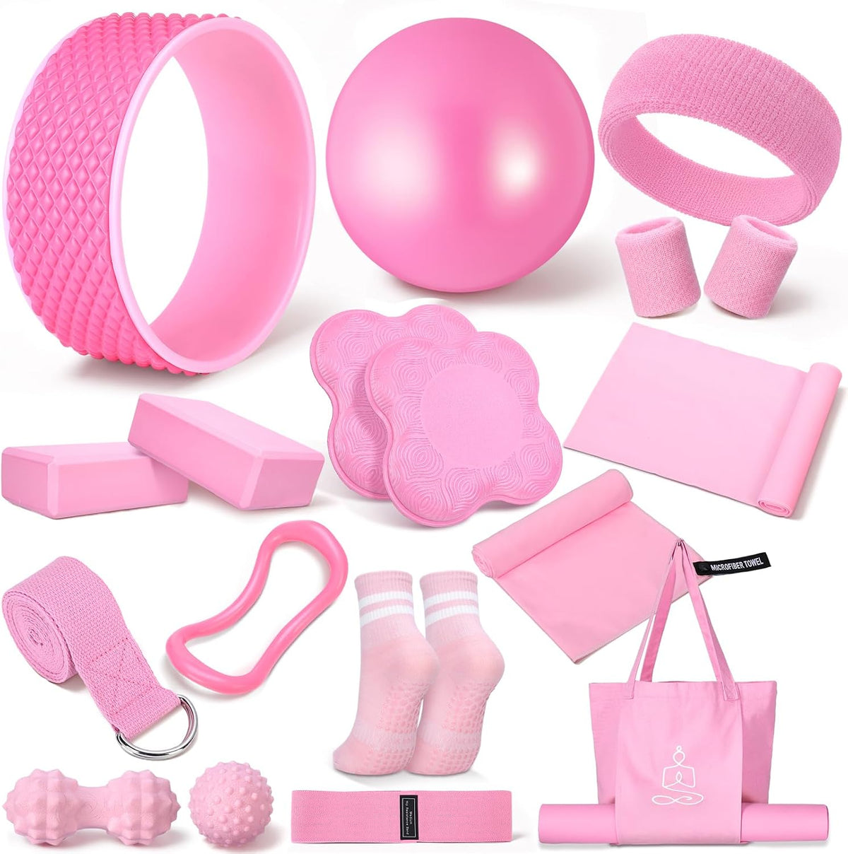 17 Pcs Yoga Starter Kit for Women, Pilates Equipment Set