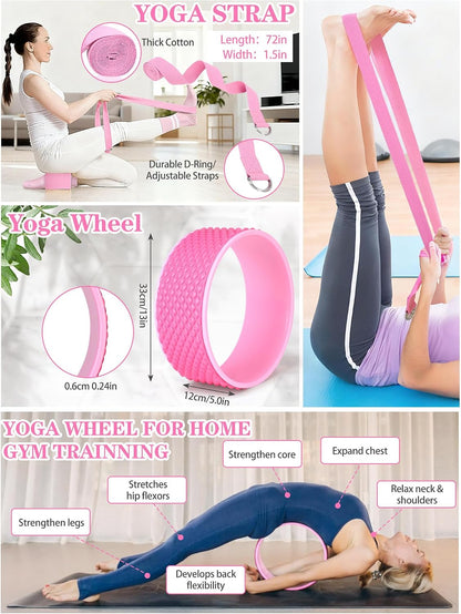 17 Pcs Yoga Starter Kit for Women, Pilates Equipment Set