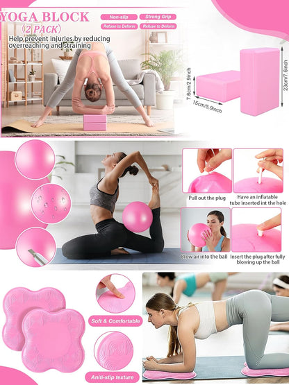 17 Pcs Yoga Starter Kit for Women, Pilates Equipment Set