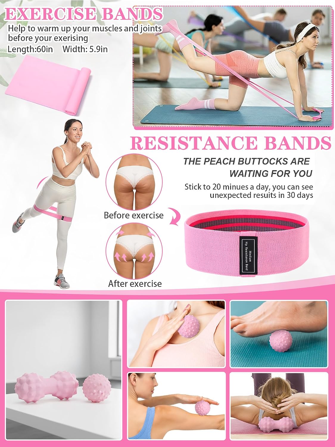 17 Pcs Yoga Starter Kit for Women, Pilates Equipment Set
