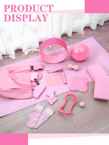 17 Pcs Yoga Starter Kit for Women, Pilates Equipment Set