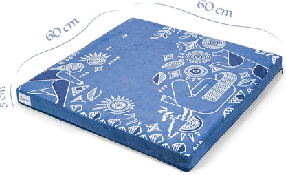 Zaveur Royal Court Meditation Mat With Velvet Cover - 24" x 24" Square Zabuton Thick Yoga Mat - Non Slip Exercise Mat for Workout - Thick Foam Exercise Floor Mat for Zafu or Bench