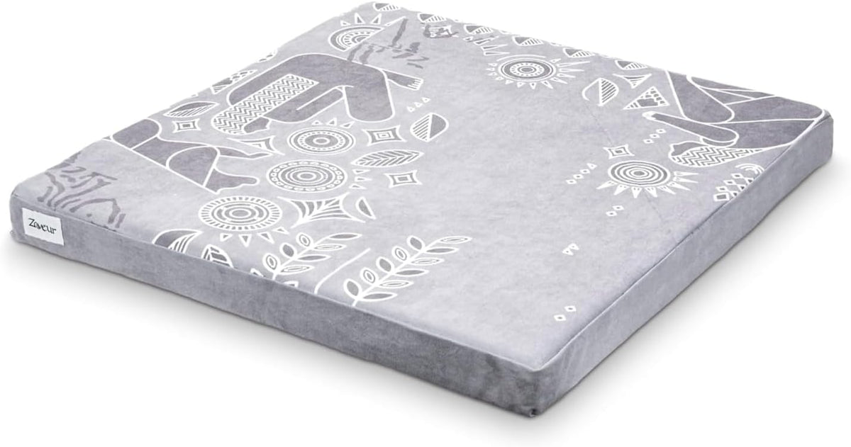 Zaveur Royal Court Meditation Mat With Velvet Cover - 24" x 24" Square Zabuton Thick Yoga Mat - Non Slip Exercise Mat for Workout - Thick Foam Exercise Floor Mat for Zafu or Bench