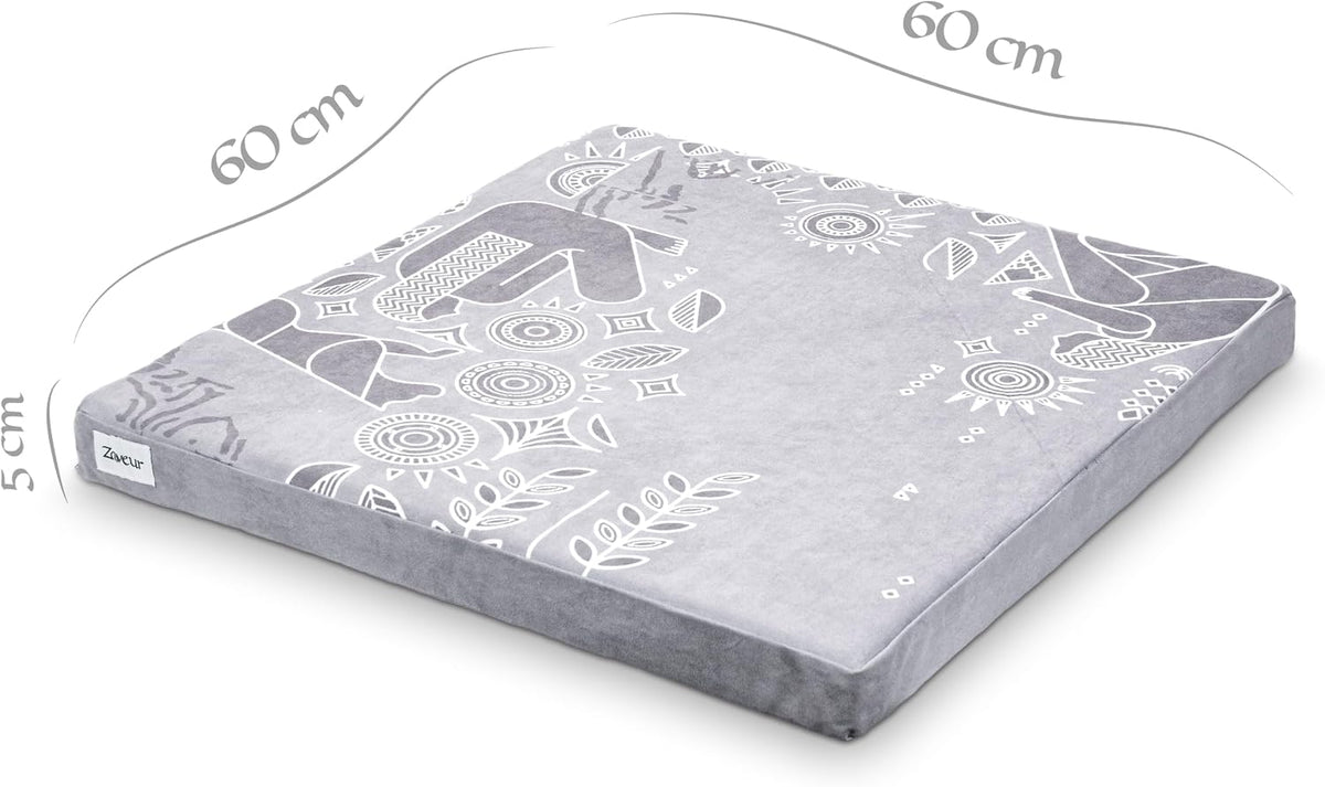 Zaveur Royal Court Meditation Mat With Velvet Cover - 24" x 24" Square Zabuton Thick Yoga Mat - Non Slip Exercise Mat for Workout - Thick Foam Exercise Floor Mat for Zafu or Bench