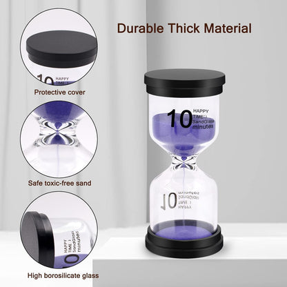 Sand Timer, Sand Timers Colorful 1/3/5/10/15/30 Minutes Sandglass Timer with Protective Cover for Classroom Home Office Cooking (Pack of 6) Multicolor