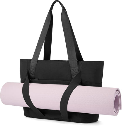Axcone Women's Yoga Tote Bag with Luggage Sleeve & Mat Straps - Gym Work Bag for Office, Commute, Sports,Travel