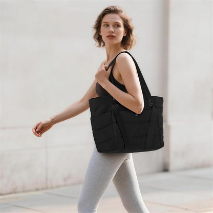 Axcone Women's Yoga Tote Bag with Luggage Sleeve & Mat Straps - Gym Work Bag for Office, Commute, Sports,Travel