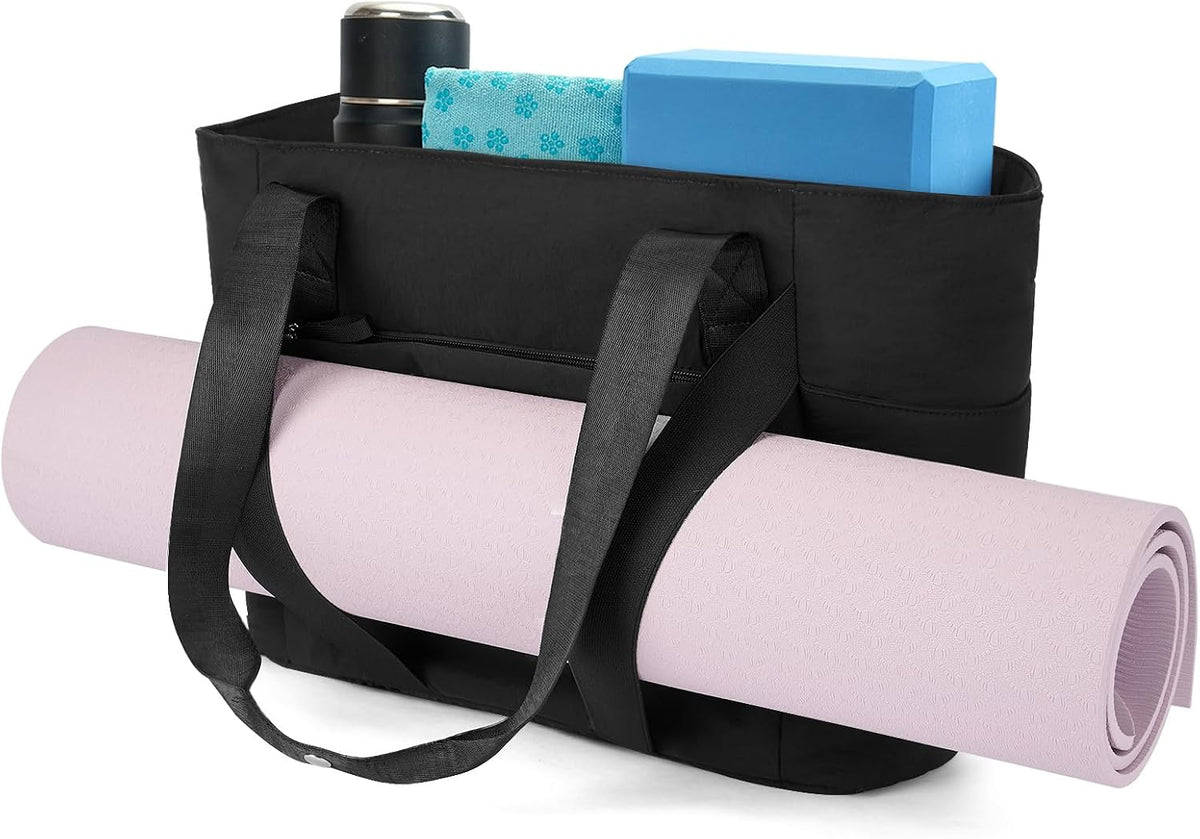 Axcone Women's Yoga Tote Bag with Luggage Sleeve & Mat Straps - Gym Work Bag for Office, Commute, Sports,Travel
