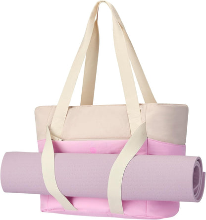 Axcone Women's Yoga Tote Bag with Luggage Sleeve & Mat Straps - Gym Work Bag for Office, Commute, Sports,Travel