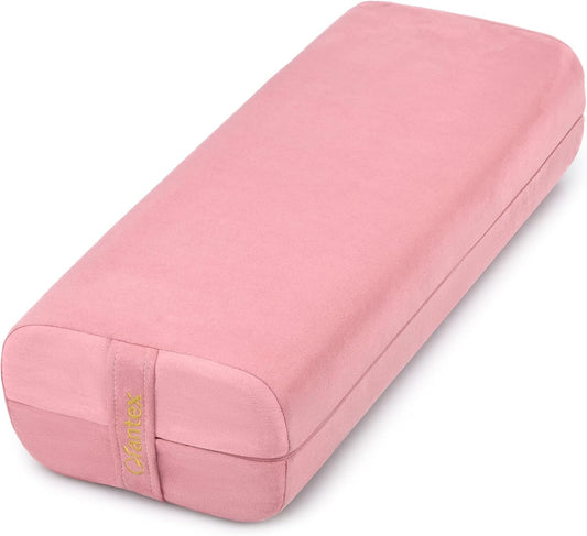 Yoga Bolster Pillow, with Carry Handle, Removable Machine Washable Soft Suede Pillowcase, Meditation Rectangular Yoga Pillow Perfect for Restorative Yoga