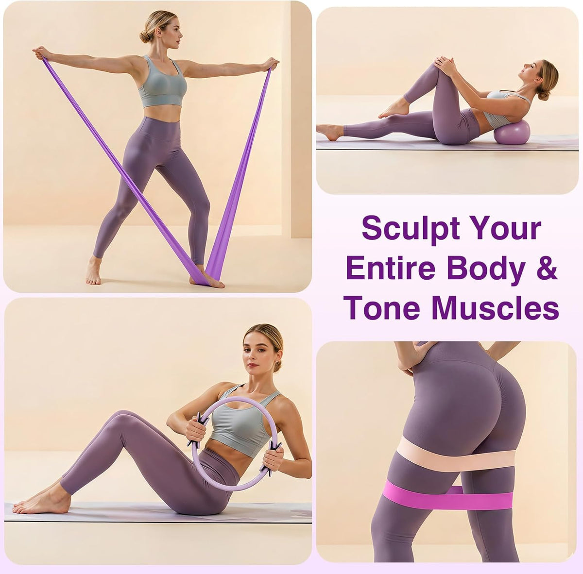 Home Pilates Kit Home Workout Essentials Set for Women Full-Body Exercise