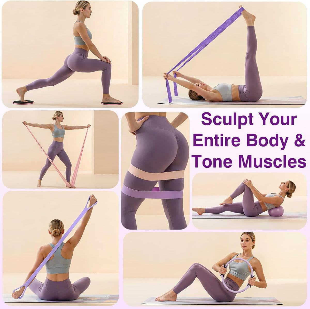 Home Pilates Kit Home Workout Essentials Set for Women Full-Body Exercise