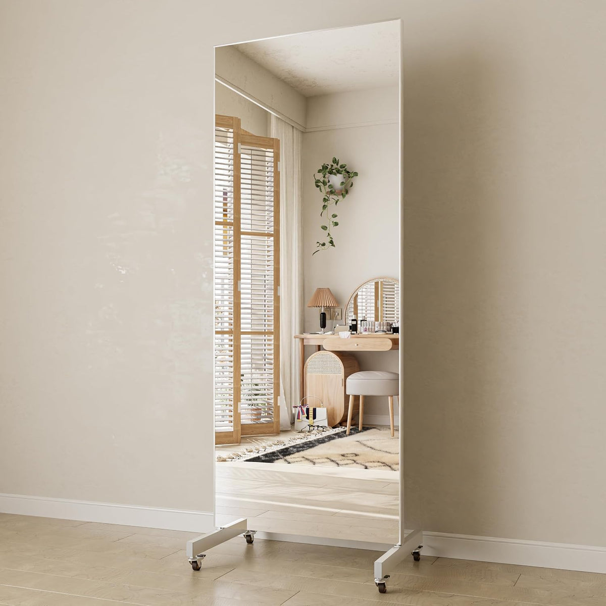 67"x20" Full Length Floor Mirror with Wheels,Glassless Shatterproof Mirror