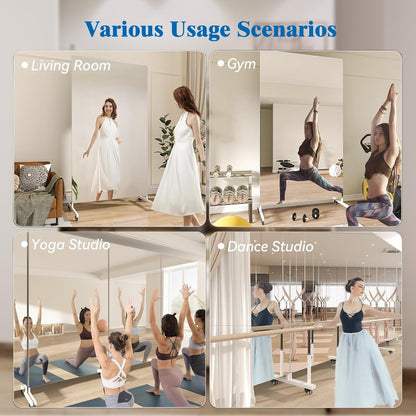 67"x20" Full Length Floor Mirror with Wheels,Glassless Shatterproof Mirror