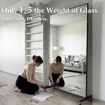 67"x20" Full Length Floor Mirror with Wheels,Glassless Shatterproof Mirror
