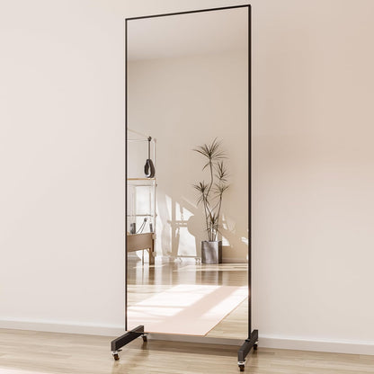 67"x20" Full Length Floor Mirror with Wheels,Glassless Shatterproof Mirror