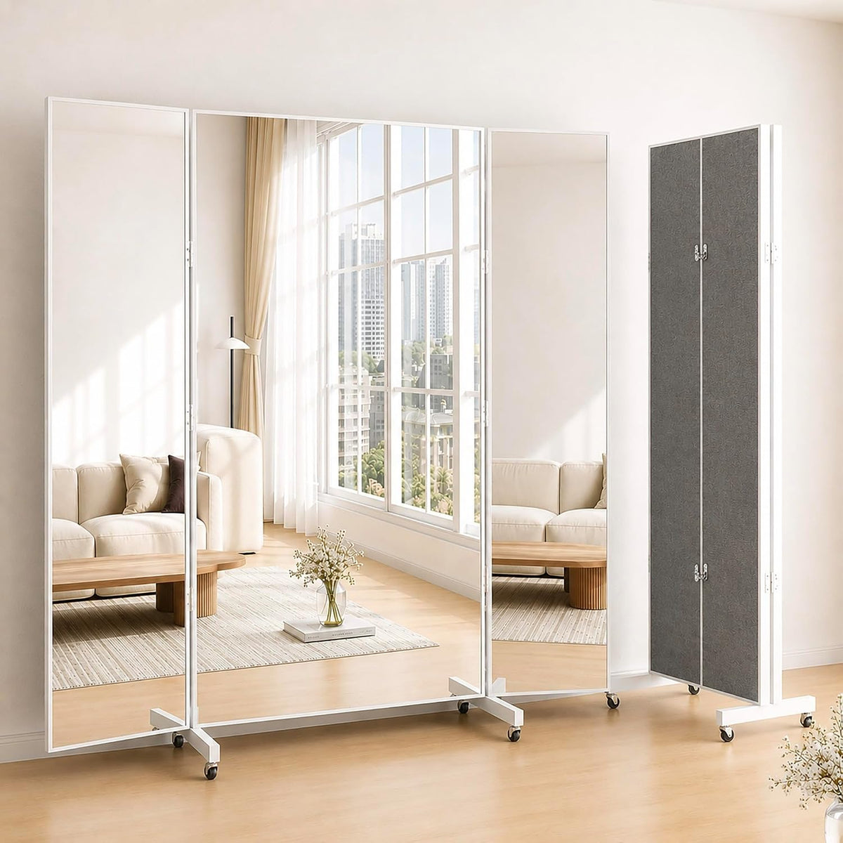 67"x20" Full Length Floor Mirror with Wheels,Glassless Shatterproof Mirror