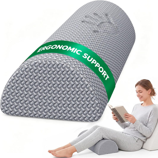 Knee Pillow for Back Sleeping Memory Foam Half Moon Bolster Pillow for Legs
