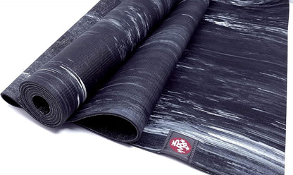 Natural Rubber Yoga Mat with Wet Grip 3mm Thick and 24" x 68" Area, Biodegradable and Sustainable, Keeps Grip When Wet (Black)
