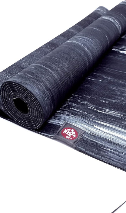 Natural Rubber Yoga Mat with Wet Grip 3mm Thick and 24" x 68" Area, Biodegradable and Sustainable, Keeps Grip When Wet (Black)