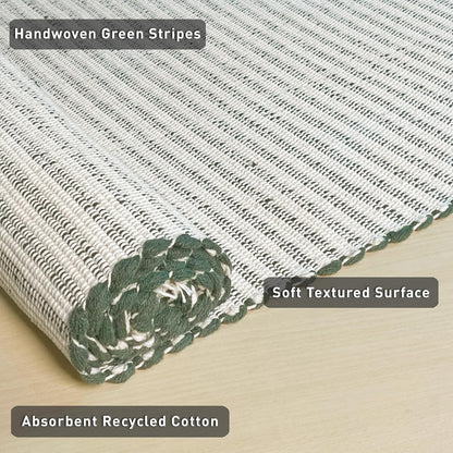Beige & Ivory Providence Runner 2.5x8 feet |Hand Woven Farmhouse Rug with Hand Knotted Fringes|Great in Kitchens entryways Hallways Bathrooms Meditation Yoga Mat|Reversible Cotton Rug