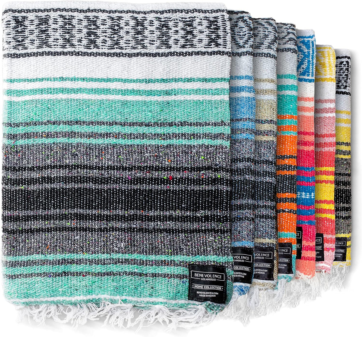 Authentic Mexican Blanket – Handwoven Falsa Serape Throw – Beach, Camping, Picnic & Yoga Blanket – Lightweight Cotton Throw for Outdoor & Home – Mandarin, 50x70 in