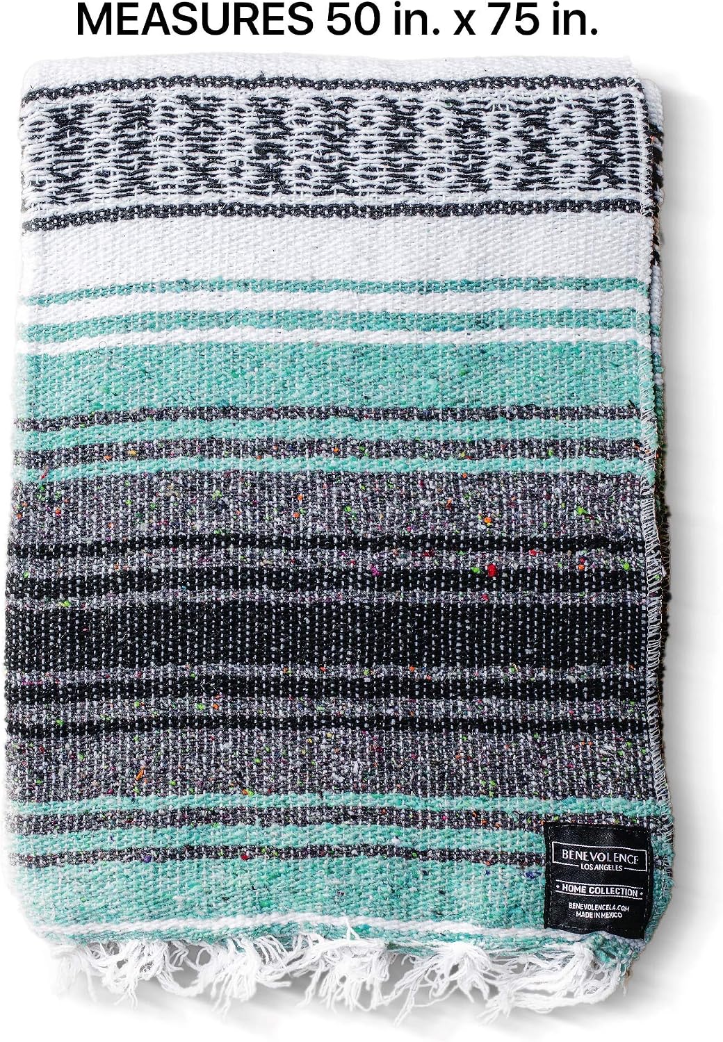 Authentic Mexican Blanket – Handwoven Falsa Serape Throw – Beach, Camping, Picnic & Yoga Blanket – Lightweight Cotton Throw for Outdoor & Home – Mandarin, 50x70 in