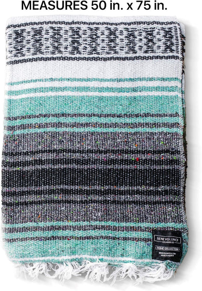 Authentic Mexican Blanket – Handwoven Falsa Serape Throw – Beach, Camping, Picnic & Yoga Blanket – Lightweight Cotton Throw for Outdoor & Home – Mandarin, 50x70 in