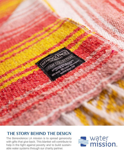 Authentic Mexican Blanket – Handwoven Falsa Serape Throw – Beach, Camping, Picnic & Yoga Blanket – Lightweight Cotton Throw for Outdoor & Home – Mandarin, 50x70 in